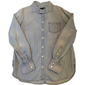 J.Crew Chambray Button Down Shirt Women's Size 4 Light Wash 100% Cotton Classic